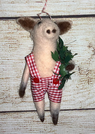 Wool Felt Pig Ornament