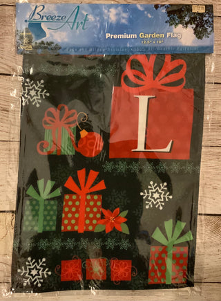 Christmas Present Monogram Garden Flag