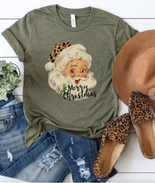 Kissed Apparel Leopard Hat Retro Santa Tee