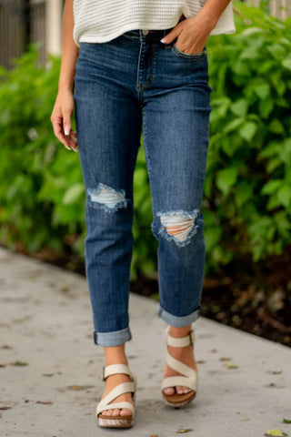 Judy Blue Mid Rise Destroy Slim 82607