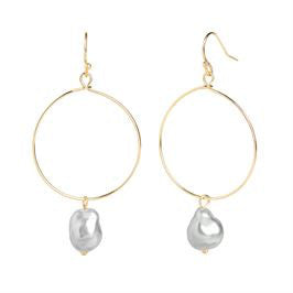 Whispers Gold Hoop Pearl Dangle Earrings WN004093