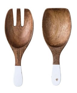 Hand Carved Wood Salad Servers