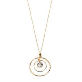 Whispers Gold Double Circle Necklace w/Stone WN004280