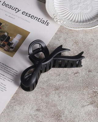 Zenana Ribbon Bow Matte Claw Clip Black