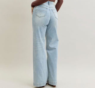 Judy Blue HW Retro Wide Criss-Cross WB Mild Destroy 881024