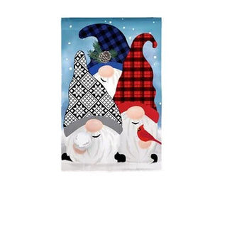 Winter Gnome Friends Garden Burlap Flag