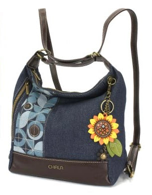 Chala Retro Convertible Purse w/Sunflower Mini Keychain 913