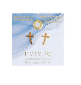 Howard's Narelle Waterproof Curved Cross Stud Earrings Gold