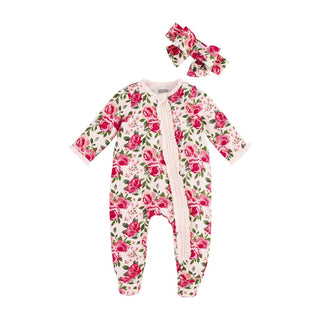 Mudpie Rose Floral Sleeper w/Headband
