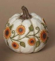 Resin Harvest Pumpkin w/Sunflowers
