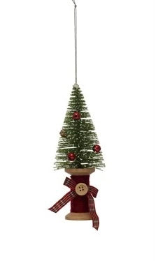 Wood Spool Bottle Brush Tree