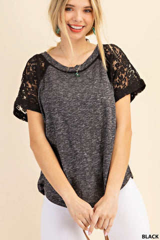 Kori Black Lace Sleeve Top