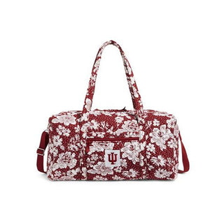 Vera Bradley Large Travel Duffle Collegiate Cardinal/White Rain Garden Indiana University