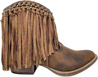 Very G Juno Fringe Ankle Booties Tan