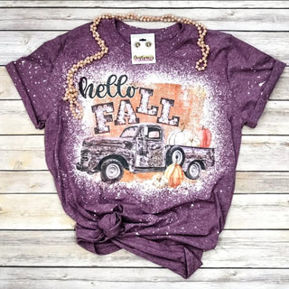 Daydreamer Designs Hello Fall Truck Bleached T-Shirt