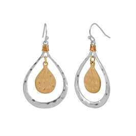 Whispers Mixed Metal Teardrop Dangle Earrings WN003059