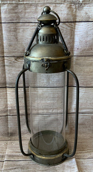 Metal Lantern w/Glass Cylinder