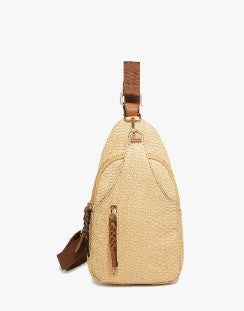 Jen & Co Nikki Sling Crossbody Micro Straw Natural/Brown M2342