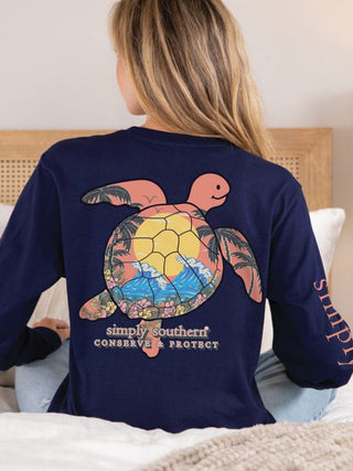 Simply Southern Long Sleeve Turtle Tracking Waves Eclipse