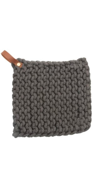 Crocheted Pot Holder w/Leather Loop