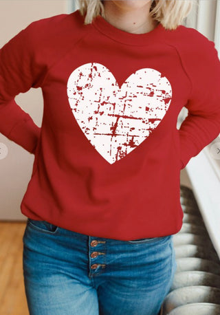 Kissed Apparel Distressed Heart Crewneck