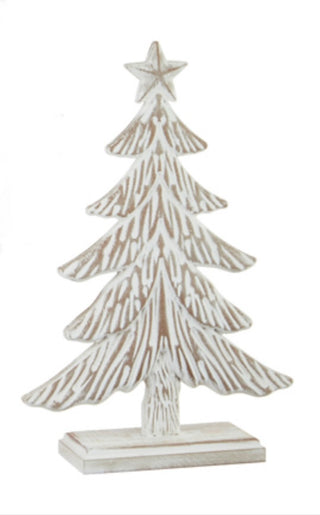 White Washed Wood Carved Look Tree