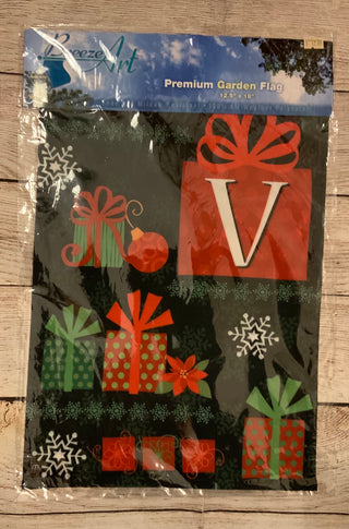 Christmas Present Monogram Garden Flag
