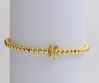 Josslyn Gold Initial Monogram Bubble Beaded Bracelet K