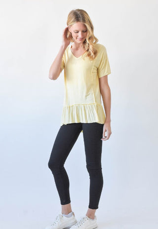 Sew In Love Vneck Ruffle Short Sleeve Yellow