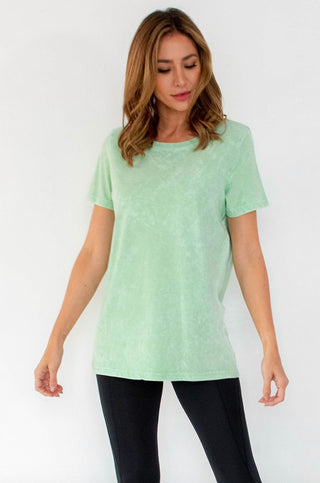 Sew In Love Crew Neck Acid Wash Lime