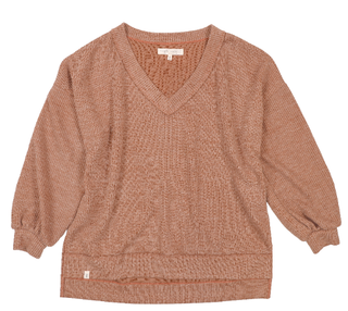 Simply Southern Knit V Neck Top Sand