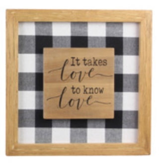 Wood Framed Black & White Wall Sign