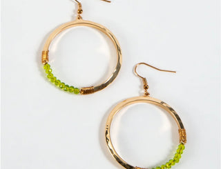 Howard's Olive Beaded Hoop Earring Gold