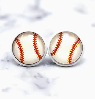 Baseball Stud 12mm Earrings
