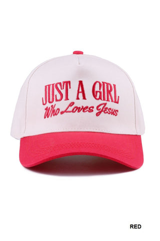 Zenana Just A Girl Who Loves Jesus Canvas Cap Pink