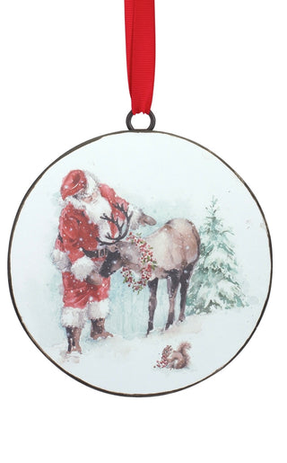 Santa & Animal Disc Ornament