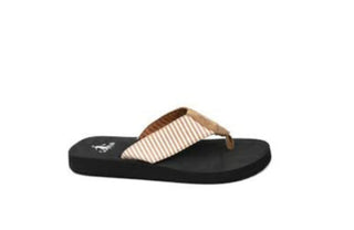 Corkys Summer Break Flip Flop Tan White Stripe