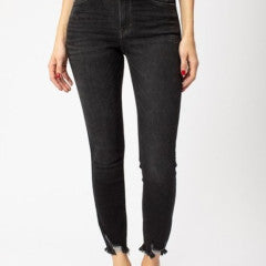 Kancan Washed Black Hem Detail Ankle Skinny 9216dg Size 1