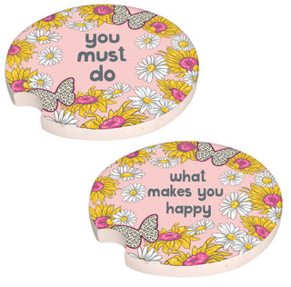 Simply Southern Car Coaster Set Happy