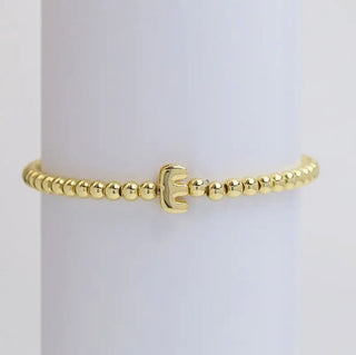 Josslyn Gold Initial Monogram Bubble Beaded Bracelet E