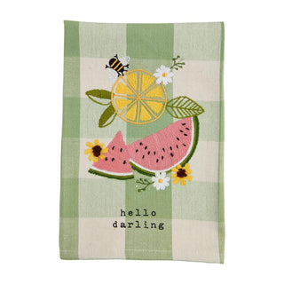 Mudpie Hello Embroidered Towel