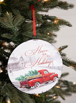 Home for the Holidays Winter Scene Ornament (Happy Holidays)