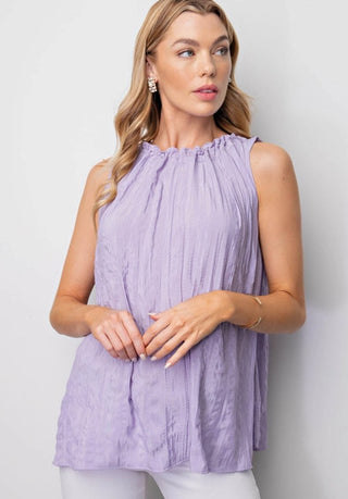 Kori America Crinkle Satin Adjustable Strap Tank Top Lavender