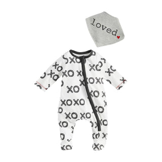 Mudpie XO Sleeper & Bib Set 0-3M