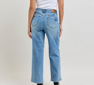 Judy Blue MR Petite Tummy Control Vintage Wash Straight 88943
