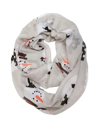 Mirabeau Holiday Theme Infinity Scarf Light Gray Snowman