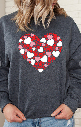 Kissed Apparel Multi Heart Crewneck