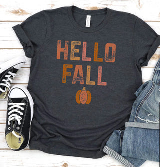Southern Attitude Designs Hello Fall Grunge T-Shirt