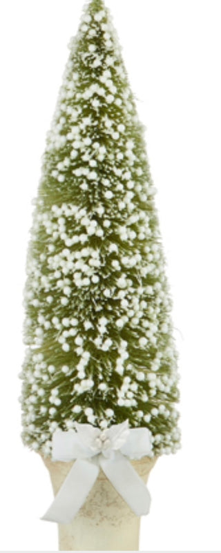 Potted Bottle Brush Tree w/White Berries