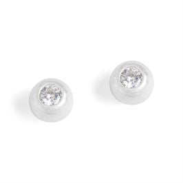 Whispers Silver Pearl Earrings w/Stone WN004153